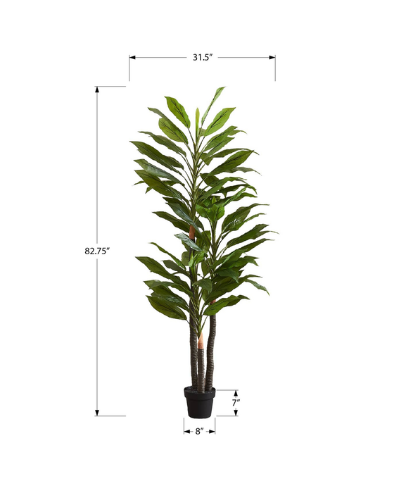 Dracaena artificiel de 82,75 po en pot de 8 po pour l’intérieur 