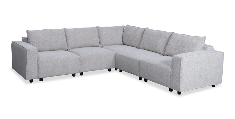 Sofa sectionnel modulaire Infinity 5 pièces en tissu de chenille - gris clair