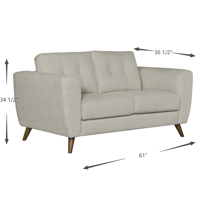 Causeuse Iverly de 61 po en tissu d’apparence lin avec coussins de dossier amovibles - sable