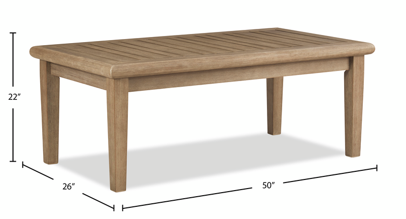 Table à café Juno pour la terrasse à l’extérieur - eucalyptus, résistante aux intempéries et aux rayons UV - naturelle