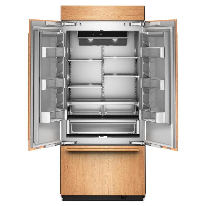 Réfrigérateur encastré KitchenAid de 20,8 pi3 et de 36 po à portes françaises à congélateur inférieur - panneau personnalisable - KBFN536TPA