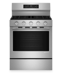  Cuisinière intelligente à gaz KitchenAid de 5 pi3 et de 30 po avec modes par convection - acier inoxydable PrintShieldMC - KFGS330TPS
