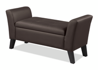 Banc contemporain Kohen de 46,75 po en tissu d’apparence cuir avec rangement - brun