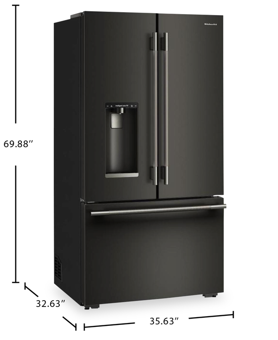 Réfrigérateur KitchenAid de 23,1 pi³ et de 35,6 po à profondeur de comptoir à portes françaises - minerai noir - KRFC536SBE