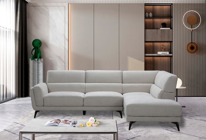 Sofa sectionnel de droite Kyrie 2 pièces de po en tissu d'apparence lin - taupe