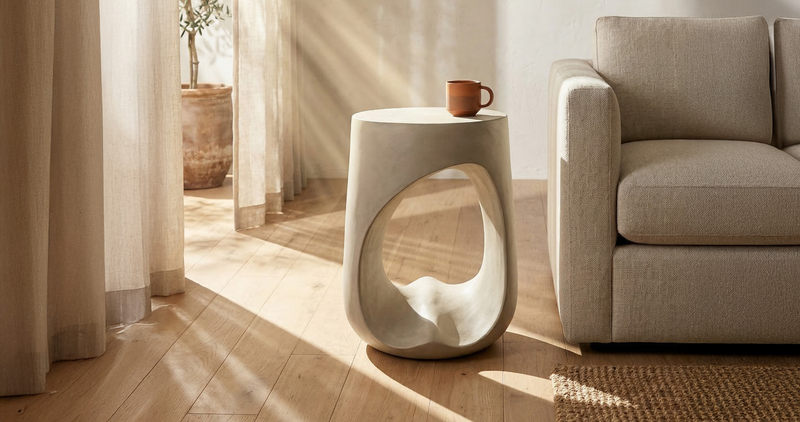Table de bout moderne Lana de 17,9 po - crème