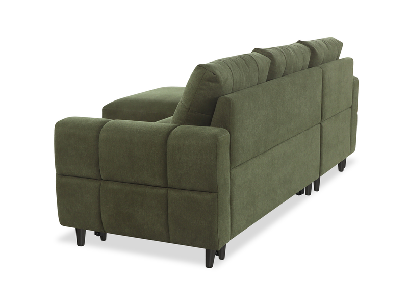 Sofa-lit sectionnel de gauche Laval 2 pièces en tissu avec fauteuil long de rangement - vert