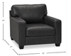 Made in Canada Lennox 35” Genuine Leather Accent Chair with Removable Cushions - Black | Fauteuil d’appoint Lennox de 35 po fabriqué au Canada en cuir véritable avec coussins amovibles - noir