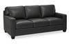 Sofa Lennox de 79 po fabriqué au Canada en cuir véritable avec coussins amovibles - noir