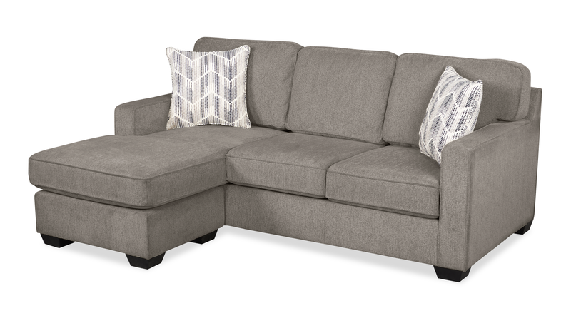 Sofa sectionnel réversible Lennox fabriqué au Canada en tissu de chenille avec coussins réversibles - gris