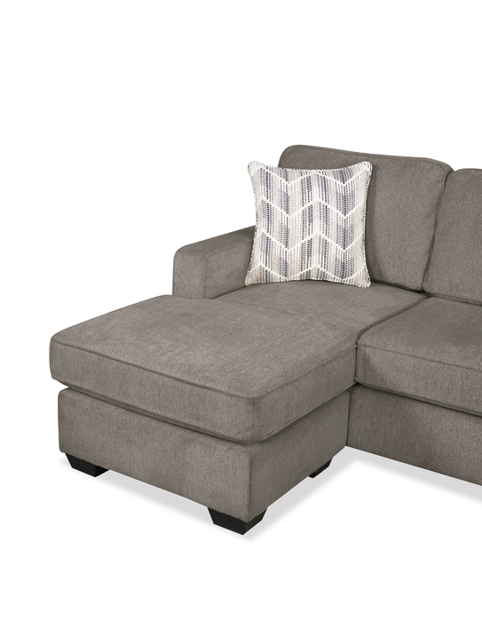 Sofa sectionnel réversible Lennox fabriqué au Canada en tissu de chenille avec coussins réversibles - gris