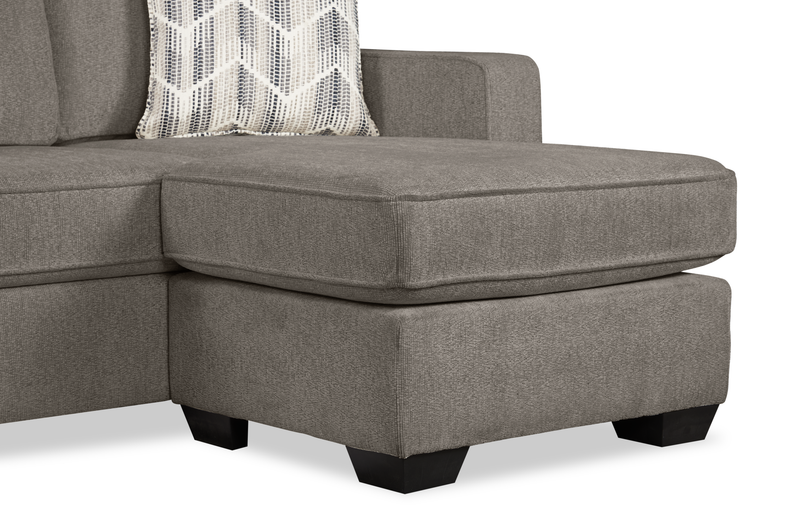 Sofa sectionnel réversible Lennox fabriqué au Canada en tissu de chenille avec coussins réversibles - gris
