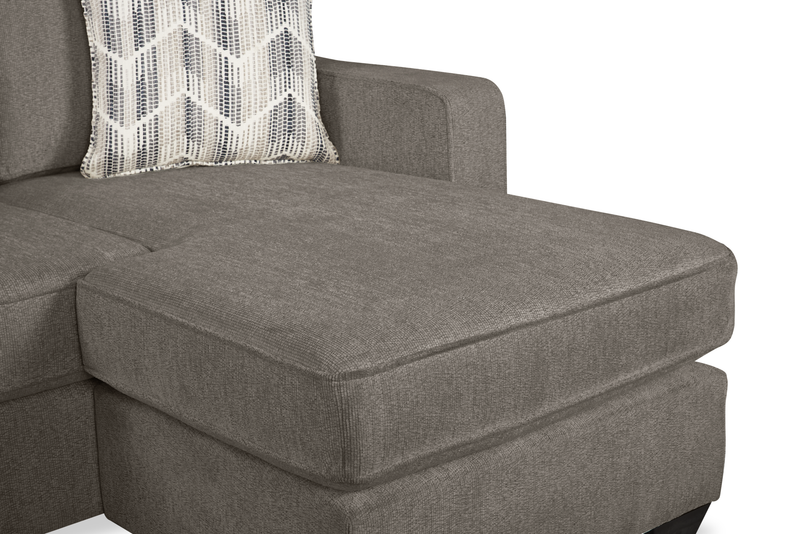 Sofa sectionnel réversible Lennox fabriqué au Canada en tissu de chenille avec coussins réversibles - gris