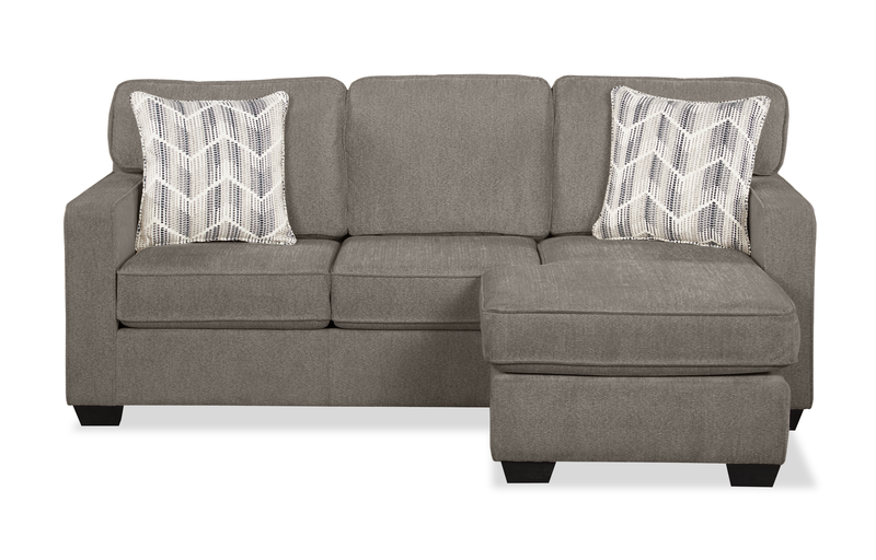 Sofa sectionnel réversible Lennox fabriqué au Canada en tissu de chenille avec coussins réversibles - gris