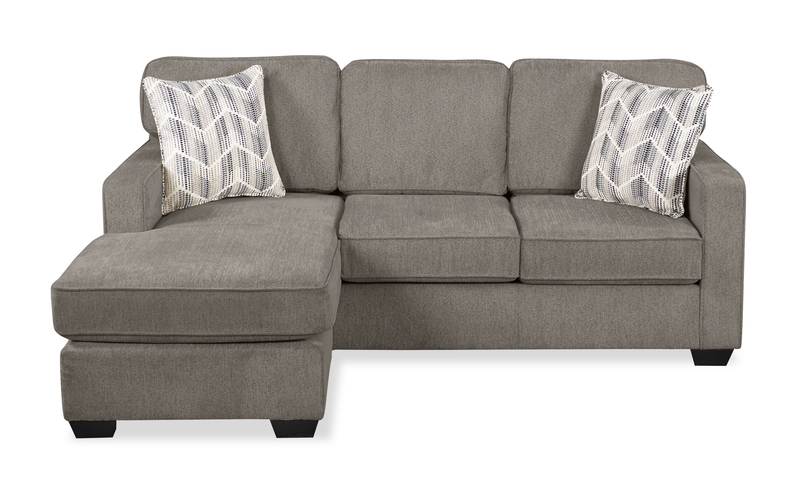 Sofa sectionnel réversible Lennox fabriqué au Canada en tissu de chenille avec coussins réversibles - gris