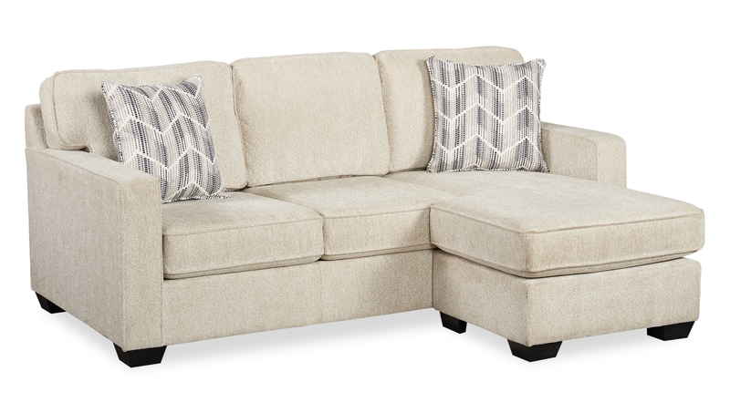 Sofa sectionnel réversible Lennox fabriqué au Canada en tissu de chenille avec coussins réversibles - taupe