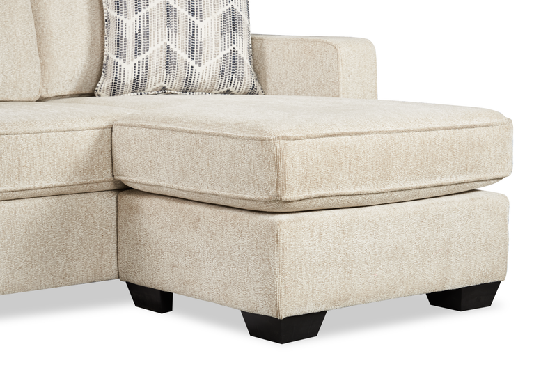 Sofa sectionnel réversible Lennox fabriqué au Canada en tissu de chenille avec coussins réversibles - taupe