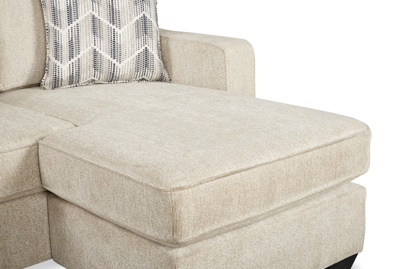 Sofa sectionnel réversible Lennox fabriqué au Canada en tissu de chenille avec coussins réversibles - taupe