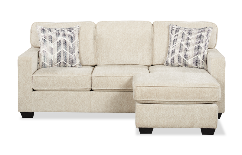 Sofa sectionnel réversible Lennox fabriqué au Canada en tissu de chenille avec coussins réversibles - taupe