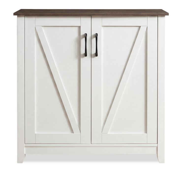 Armoire de rangement pour chaussures Lexie de 35,5 po avec dessus en chêne noyer - blanche