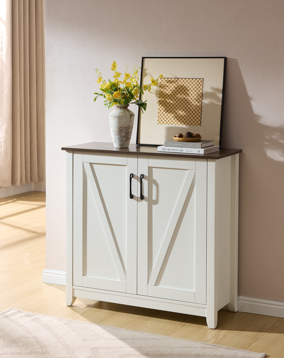 Armoire de rangement pour chaussures Lexie de 35,5 po avec dessus en chêne noyer - blanche