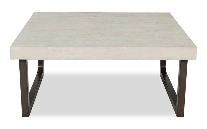 Ensemble de 2 tables contemporaines Lisette de 40 po, table à café et table de bout, avec dessus d’apparence ciment - gris