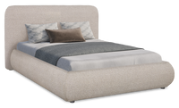  Lit plateforme rembourré Luka en tissu de polyester gris, moderne – format lit double
