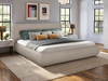 Luka Upholstered Platform Bed in Grey Polyester Fabric, Modern - King Size | Lit plateforme rembourré Luka en tissu de polyester gris, moderne – format très grand lit