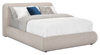 Lit plateforme rembourré Luka en tissu de polyester gris, moderne – format grand lit
