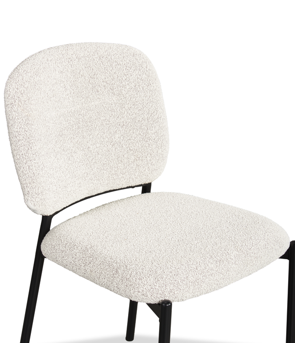 Chaise de salle à manger Luka en tissu bouclé et en métal - beige 