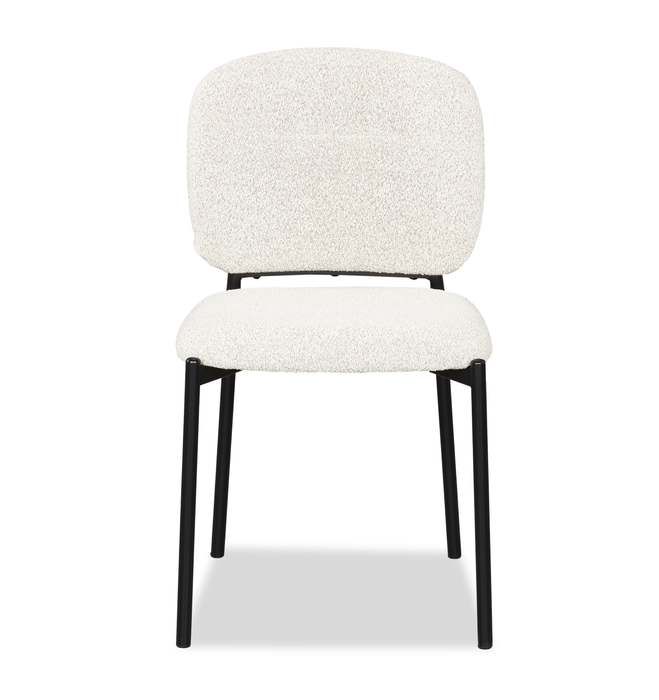 Chaise de salle à manger Luka en tissu bouclé et en métal - beige 