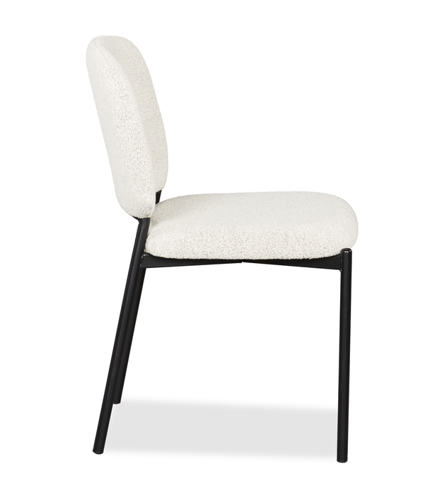Chaise de salle à manger Luka en tissu bouclé et en métal - beige 