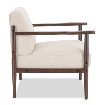 Maci 28.9" Linen-Look Accent Chair with Wood Legs – Taupe | Fauteuil d’appoint Maci de 28,9 po d’apparence lin avec pattes en bois - taupe