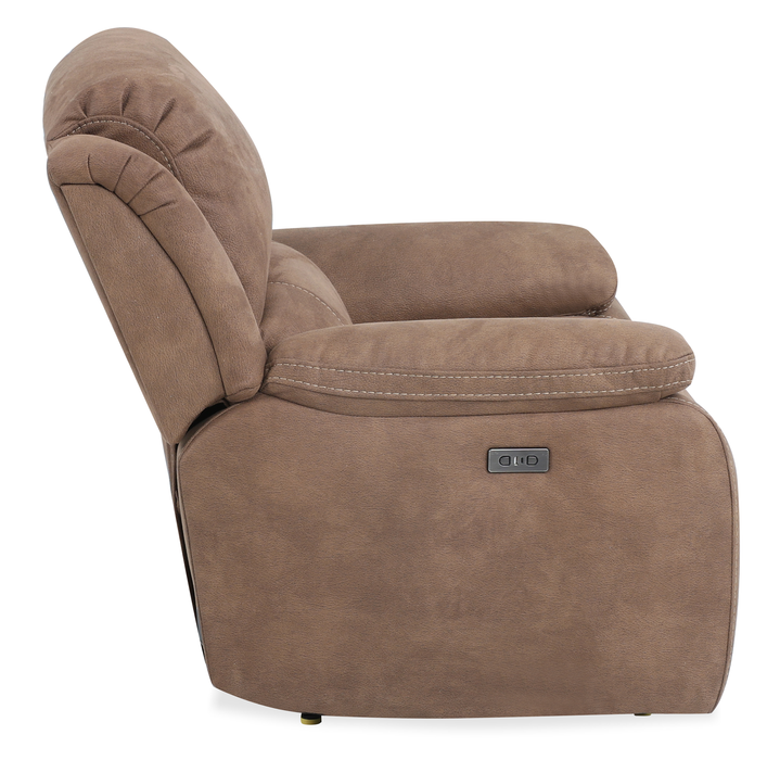 Fauteuil à inclinaison électrique Marcel de 39 po en po en tissu avec port USB – brun chaud