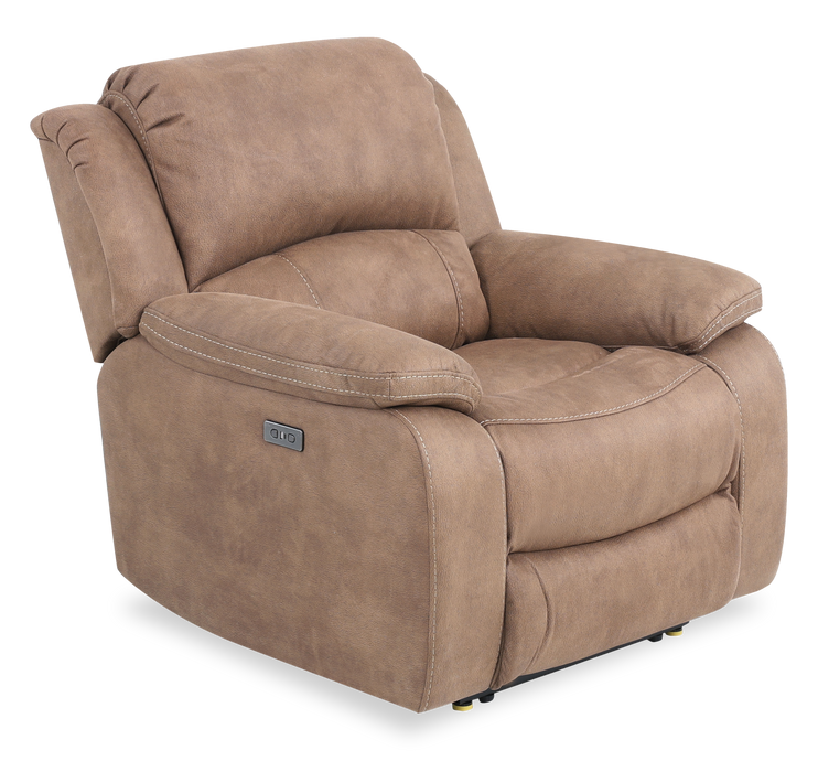 Fauteuil à inclinaison électrique Marcel de 39 po en po en tissu avec port USB – brun chaud