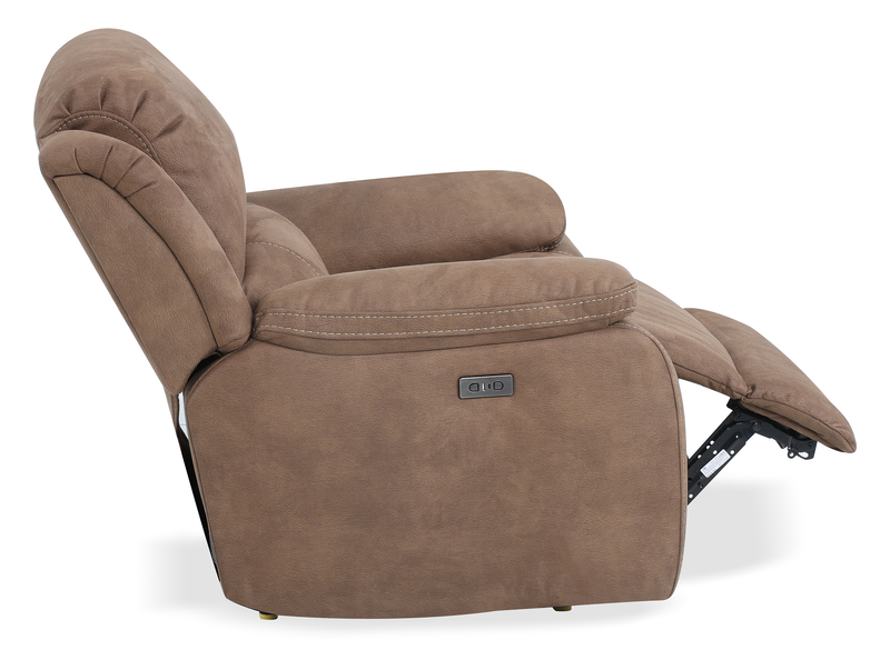 Fauteuil à inclinaison électrique Marcel de 39 po en po en tissu avec port USB – brun chaud