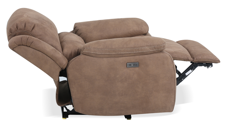 Fauteuil à inclinaison électrique Marcel de 39 po en po en tissu avec port USB – brun chaud