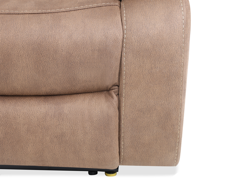 Fauteuil à inclinaison électrique Marcel de 39 po en po en tissu avec port USB – brun chaud
