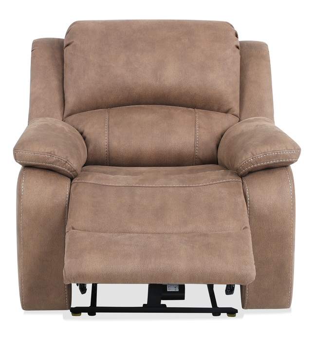 Fauteuil à inclinaison électrique Marcel de 39 po en po en tissu avec port USB – brun chaud