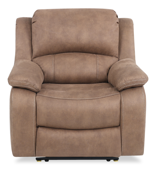 Fauteuil à inclinaison électrique Marcel de 39 po en po en tissu avec port USB – brun chaud
