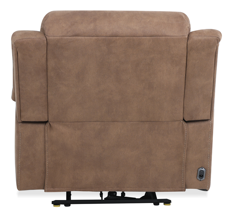 Fauteuil à inclinaison électrique Marcel de 39 po en po en tissu avec port USB – brun chaud