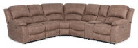 Sofa sectionnel à inclinaison électrique Marcel 6 pièces en tissu avec console de rangement et port USB – brun chaud