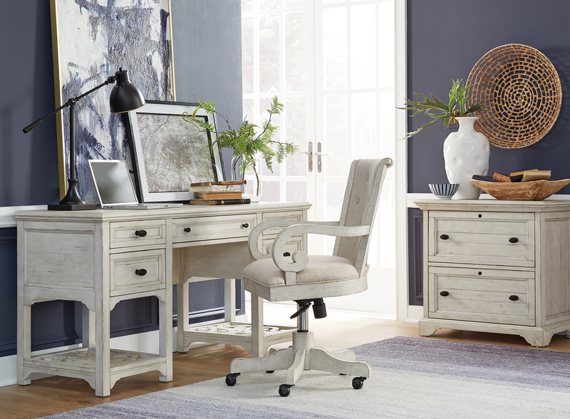 Bureau Milson de 64 po avec rangement et tablettes réglables - albâtre