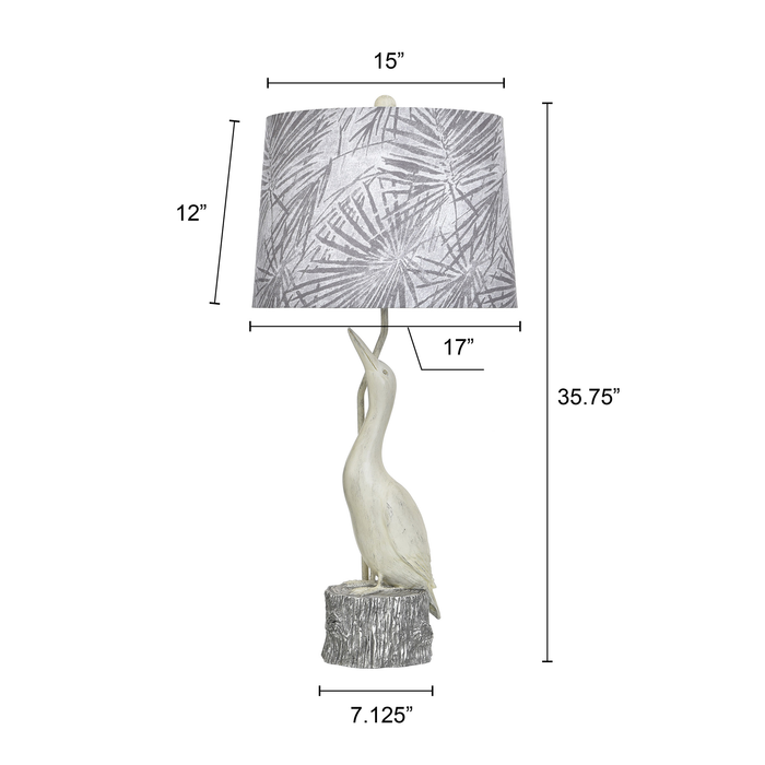 Lampe de table Misty de 12 po avec abat-jour en tissu - gris villa