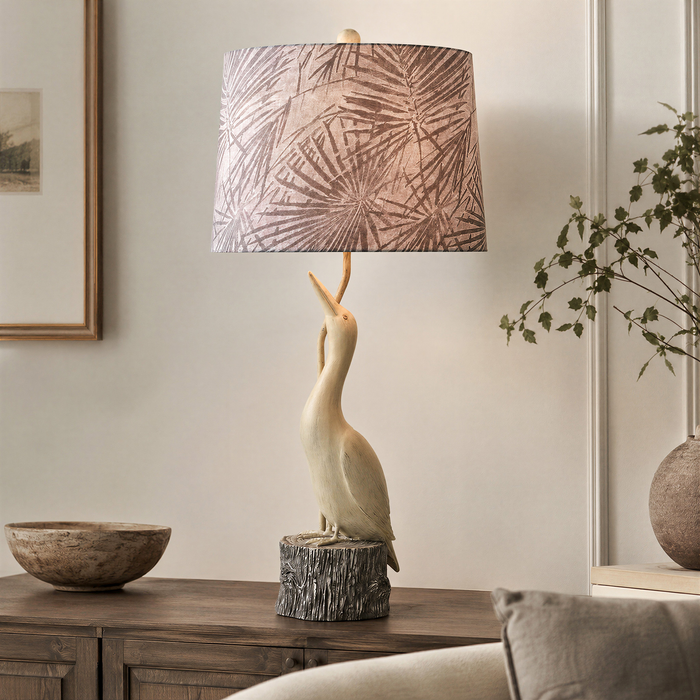 Lampe de table Misty de 12 po avec abat-jour en tissu - gris villa