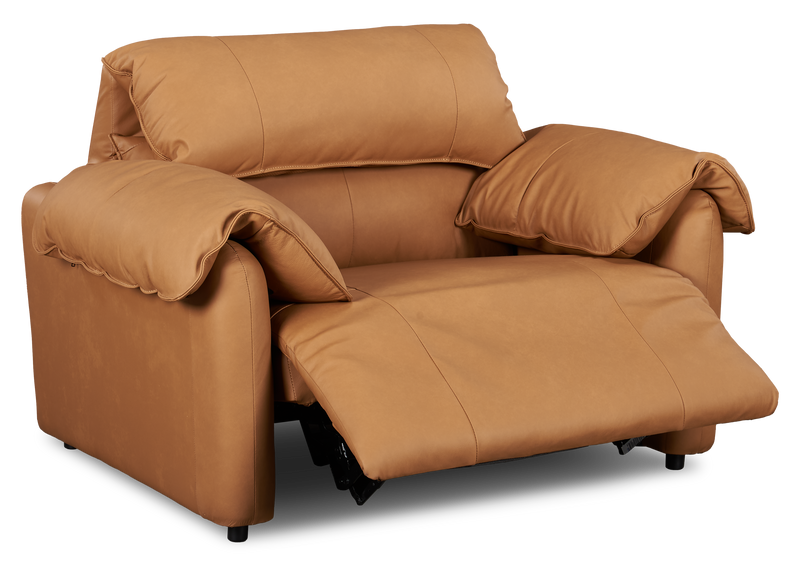 Fauteuil à inclinaison électrique Momento de 54 po en cuir véritable - caramel