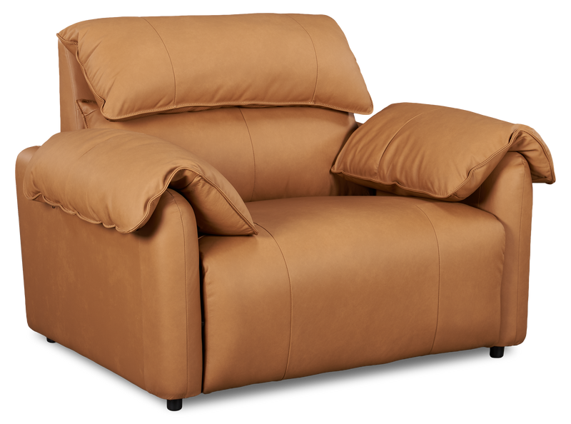 Fauteuil à inclinaison électrique Momento de 54 po en cuir véritable - caramel