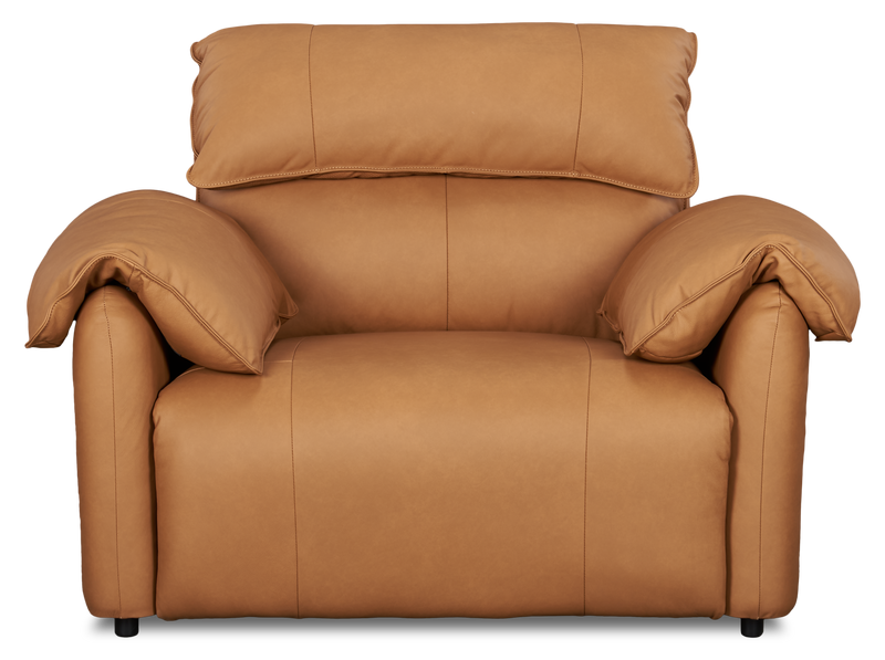 Fauteuil à inclinaison électrique Momento de 54 po en cuir véritable - caramel