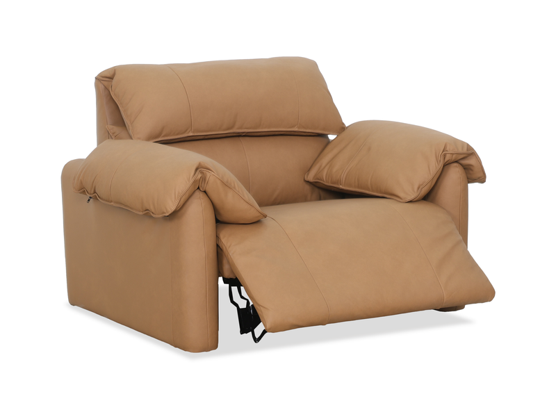 Fauteuil à inclinaison électrique Momento de 54 po en cuir véritable - caramel