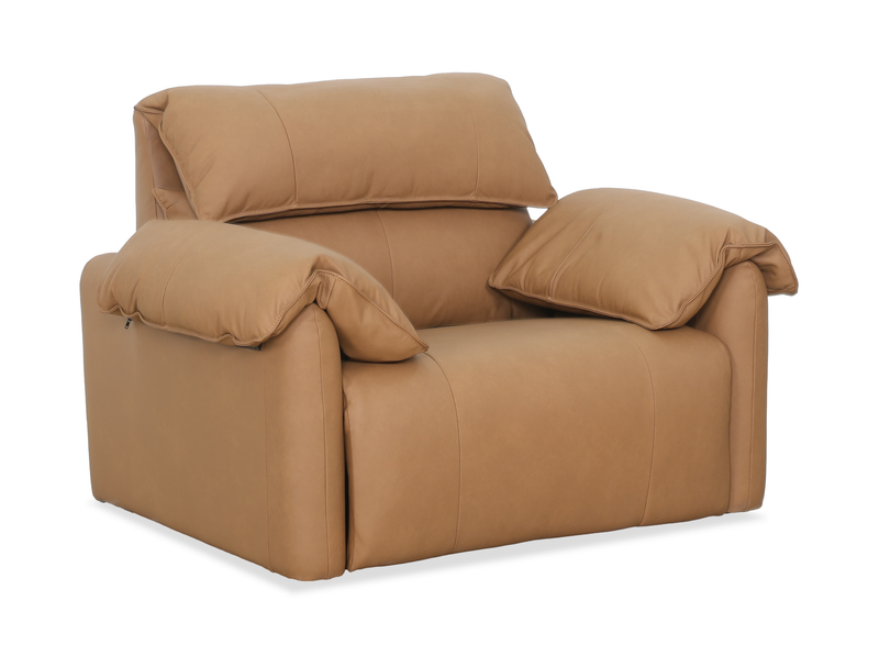 Fauteuil à inclinaison électrique Momento de 54 po en cuir véritable - caramel
